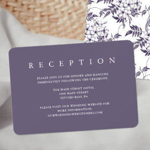 Elegant Purple Floral Wedding Reception Card