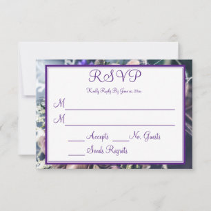 Elegant Purple Floral Wedding Reply RSVP Card