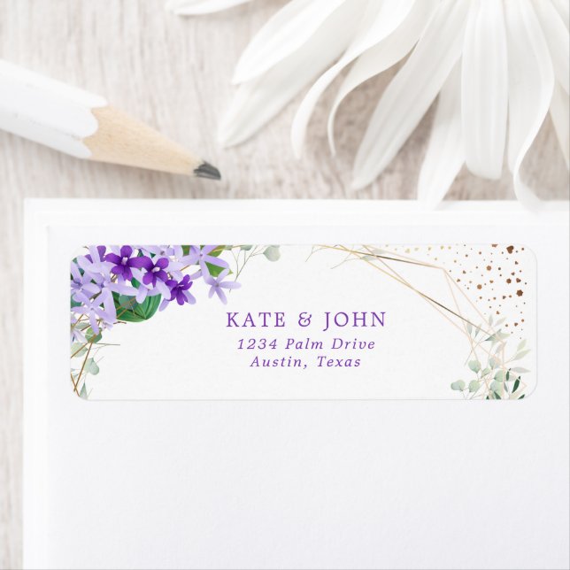 Elegant Purple Floral Wedding Return Address (Insitu)