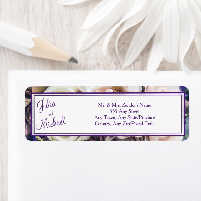 Elegant Purple Floral Wedding Return Address (Insitu)