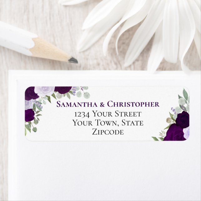Elegant Purple Floral Wedding Return Address (Insitu)