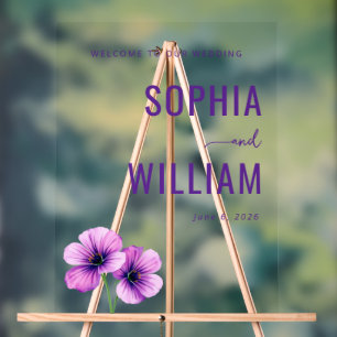 Elegant Purple Floral Wedding Sign