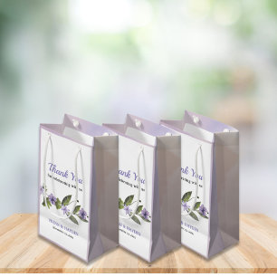 Elegant Purple Floral Wedding Small Gift Bag