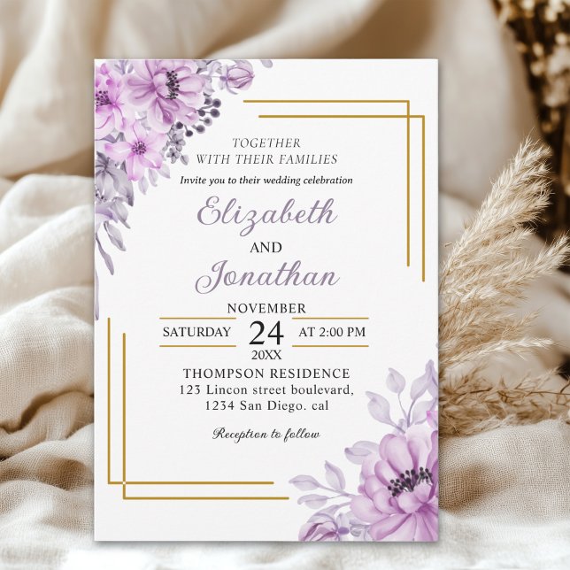 Elegant Purple Floral Wedding Suite Invitation (Creator Uploaded)