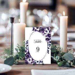 Elegant Purple Floral Wedding Table Number