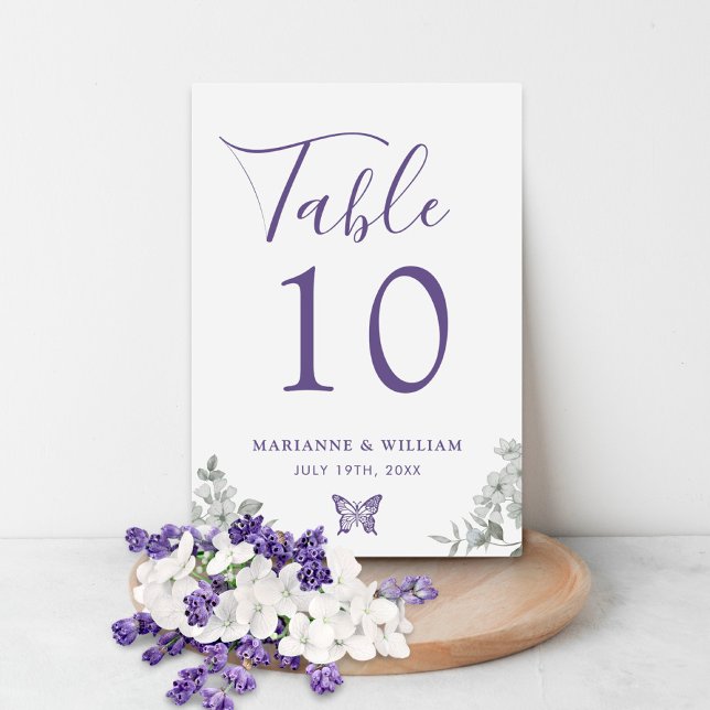 Elegant Purple Floral Wedding Table Number (Elegant Purple Floral Wedding Table Number)
