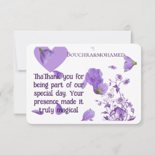 Elegant Purple Floral Wedding Thank You Card