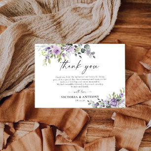 Elegant Purple Floral Wedding Thank You Cards
