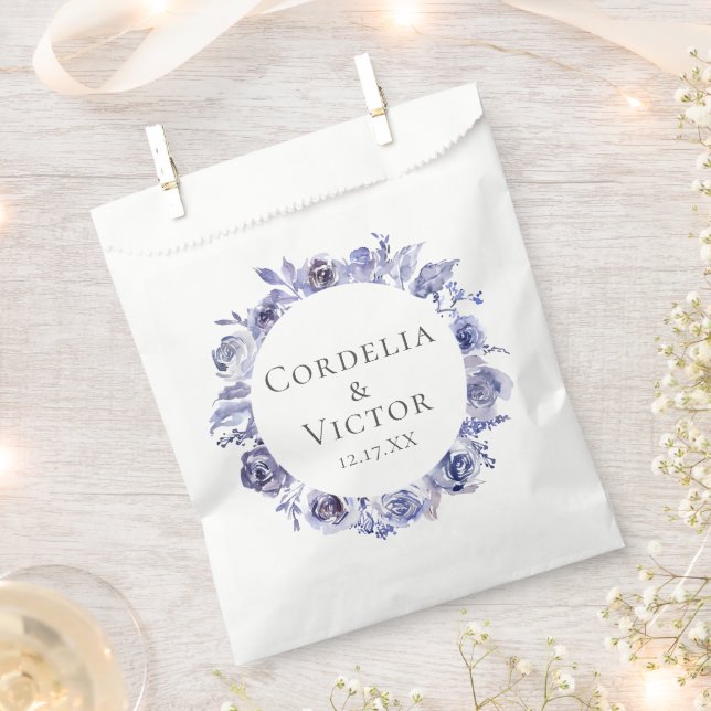 Elegant Purple Floral Wreath Wedding Custom Favour Bags (Clipped)