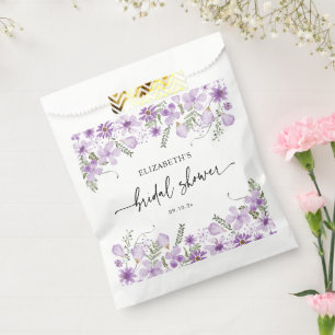 Elegant Purple Florals Bridal Shower Favour Bag