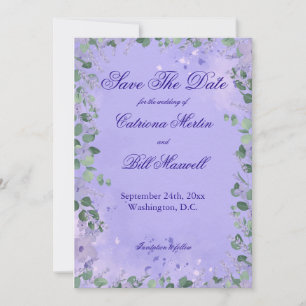 Elegant Purple Florals Wedding Save The Date Card