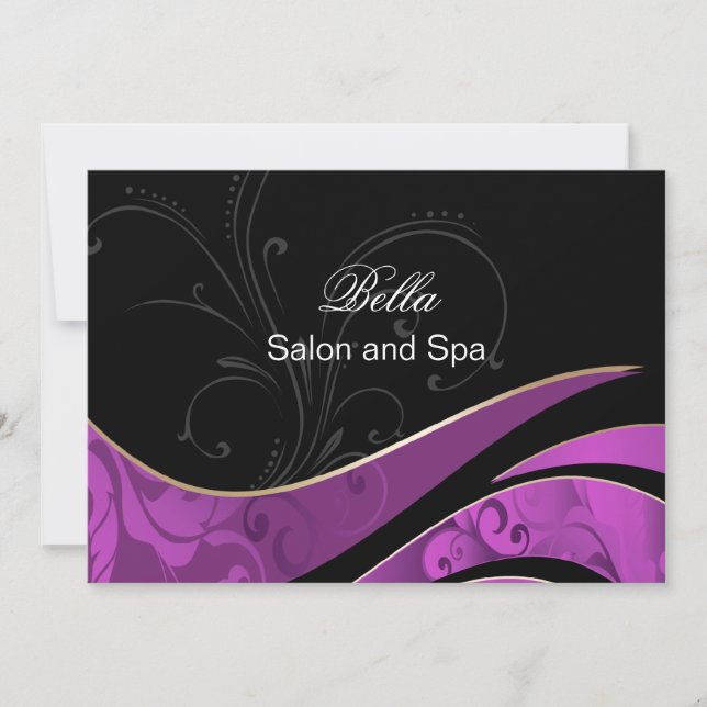 elegant purple flourish Business Thank You Cards (Front)