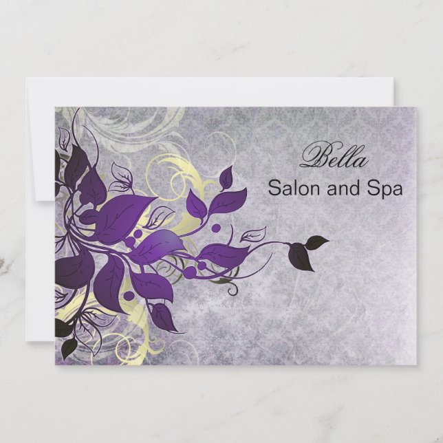 elegant purple flourish Business Thank You Cards (Front)