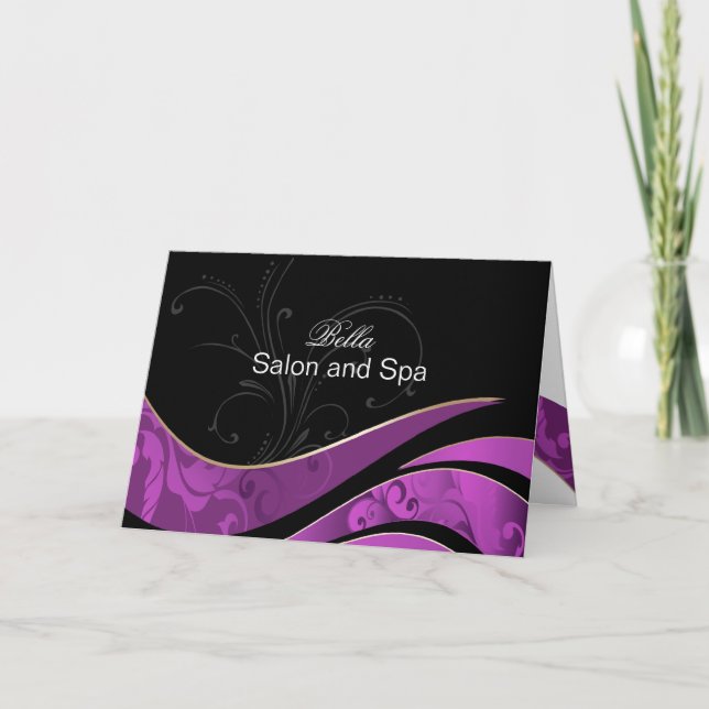 elegant purple flourish Business Thank You Cards (Front)