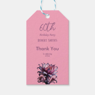 Elegant Purple Flower Birthday Party Gift Tags