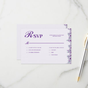Elegant purple flower RSVP card