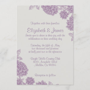 Elegant Purple Flower Wedding Invitations