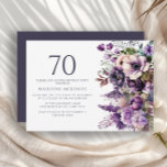Elegant Purple Flowers Adult 70th Birthday Invitation<br><div class="desc">Elegant purple flowers adult's/women's 70th birthday party invitation. This invitation can be purchased printed or as a digital invitation to share with family and friends on social media or through email. Contact me for assistance with your customisations or to request additional matching or coordinating Zazzle products for your party.</div>