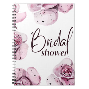elegant purple flowers bridal shower notebook