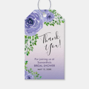 Elegant Purple Flowers Bridal Shower Thank You Gift Tags