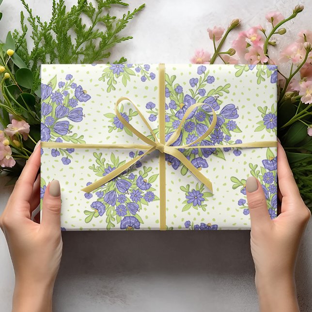 Elegant Purple Flowers Floral Spring Wrapping Paper (Creator Uploaded)