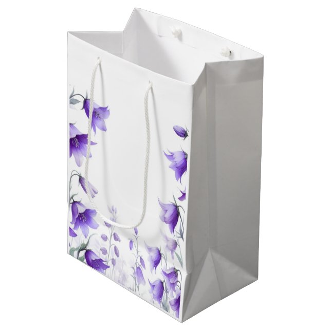 Elegant Purple Flowers  Medium Gift Bag (Front Angled)