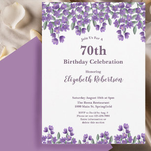 Elegant Purple Flowers Women's 70th Birthday  Invitation