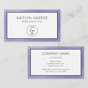 Elegant Purple Foil Edged Logo Business Card