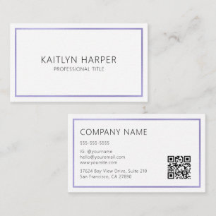 Elegant Purple Foil Frame Minimal QR Code Business Card