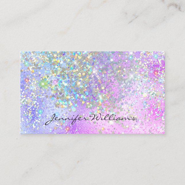 Elegant Purple Foil Holographic Glitter Modern Business Card (Front)