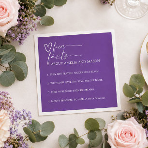 Elegant Purple Fun Facts Wedding Napkin