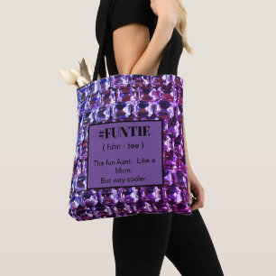 Elegant purple gemstones diamonds tote bag