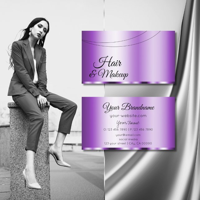 Elegant Purple Glamourous Modern and Simple Stylis Business Card (Creator Uploaded)