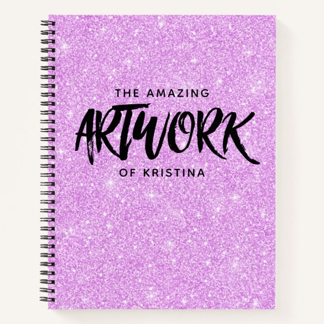 Elegant Purple Glitter Artist Sketchbook Notebook (Front)