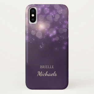 Elegant Purple Glitter Bokeh Sparkles With Name Case-Mate iPhone Case