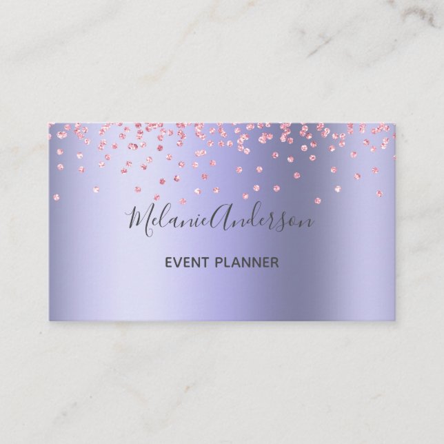 Elegant Purple Glitter  Business Card (Front)