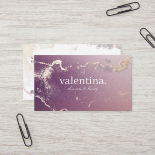 Elegant Purple Glitter Gold Beauty & Makeup Artist Business Card