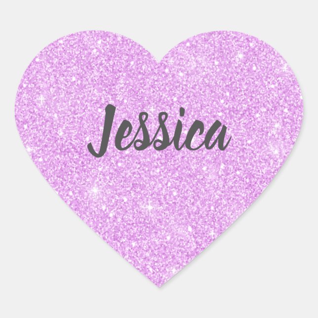 Elegant Purple Glitter Heart Heart Sticker (Front)