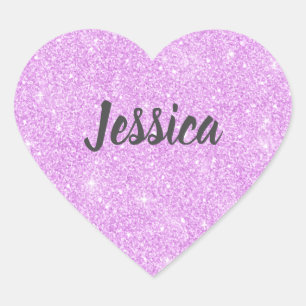 Elegant Purple Glitter Heart Sticker