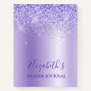 Elegant Purple Glitter Prayer Journal Notebook