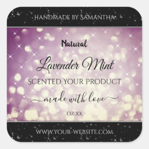 Elegant Purple Glitter Product Packaging Labels