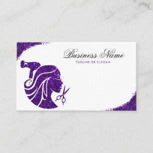 Elegant Purple Glitter Woman Hairdresser Appointment Card