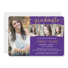 Elegant Purple Gold 4 Photo Confetti Graduate 