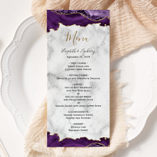 Elegant Purple Gold Agate Marble Wedding Menu