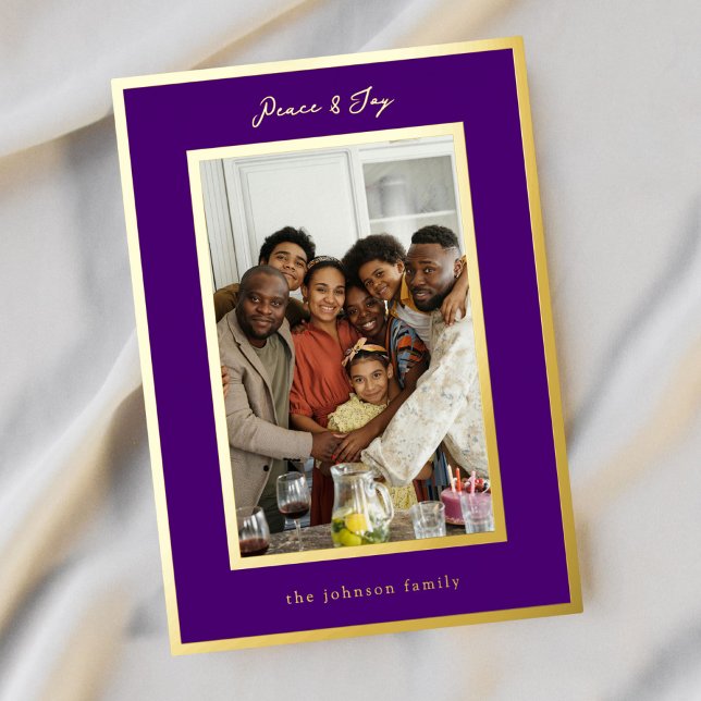 Elegant purple Gold Christmas photo Holiday Card (Creator Uploaded)