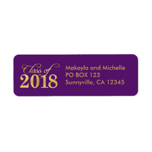 Elegant Purple & Gold Class of 2018 Graduation