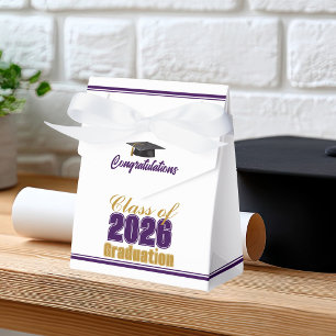 Elegant Purple Gold Class of 2026 Graduation Favour Box
