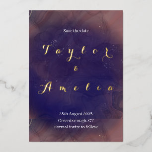 Elegant Purple Gold Foil Wedding Save the Date