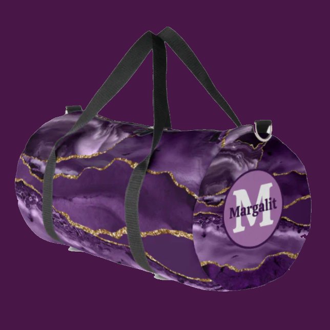 Elegant Purple Gold Glitter Agate Large Duffel Bag (Creator Uploaded)