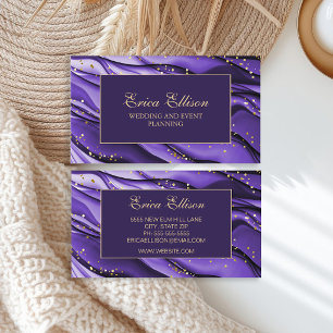 Elegant Purple Gold Glitter Wedding Planner Business Card